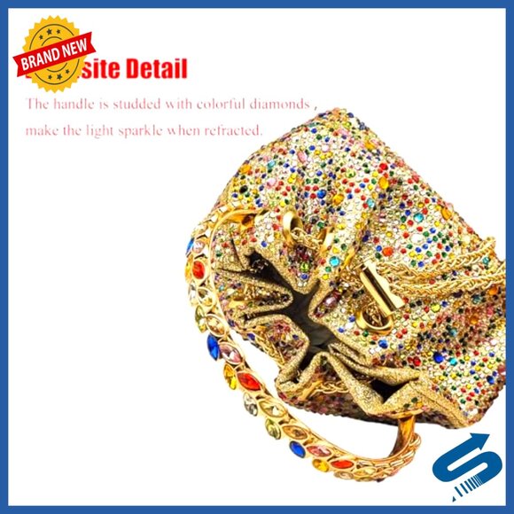 Sparkly Rhinestone Evening Clutch Crossbody Bag Elegant Party Wear Y2K - Picture 4 of 6